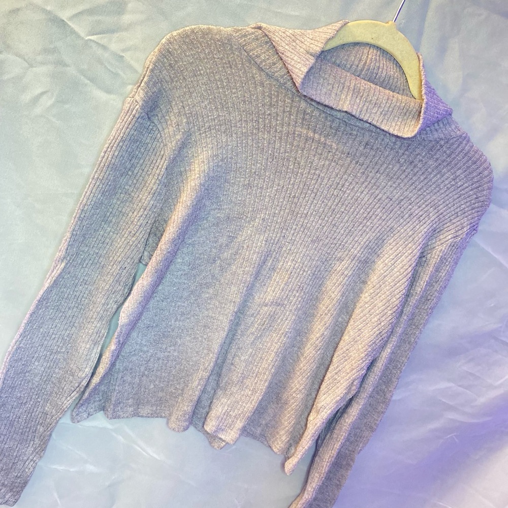 Gray Turtleneck Crop Top